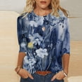 thumbnail image 2 of Xmyrz T Shirts For Women Summer Three Quarter Sleeve Crew Neck 3D Print Graphic Breathable Vogue Casual Tops Casual Blouses, 2 of 4