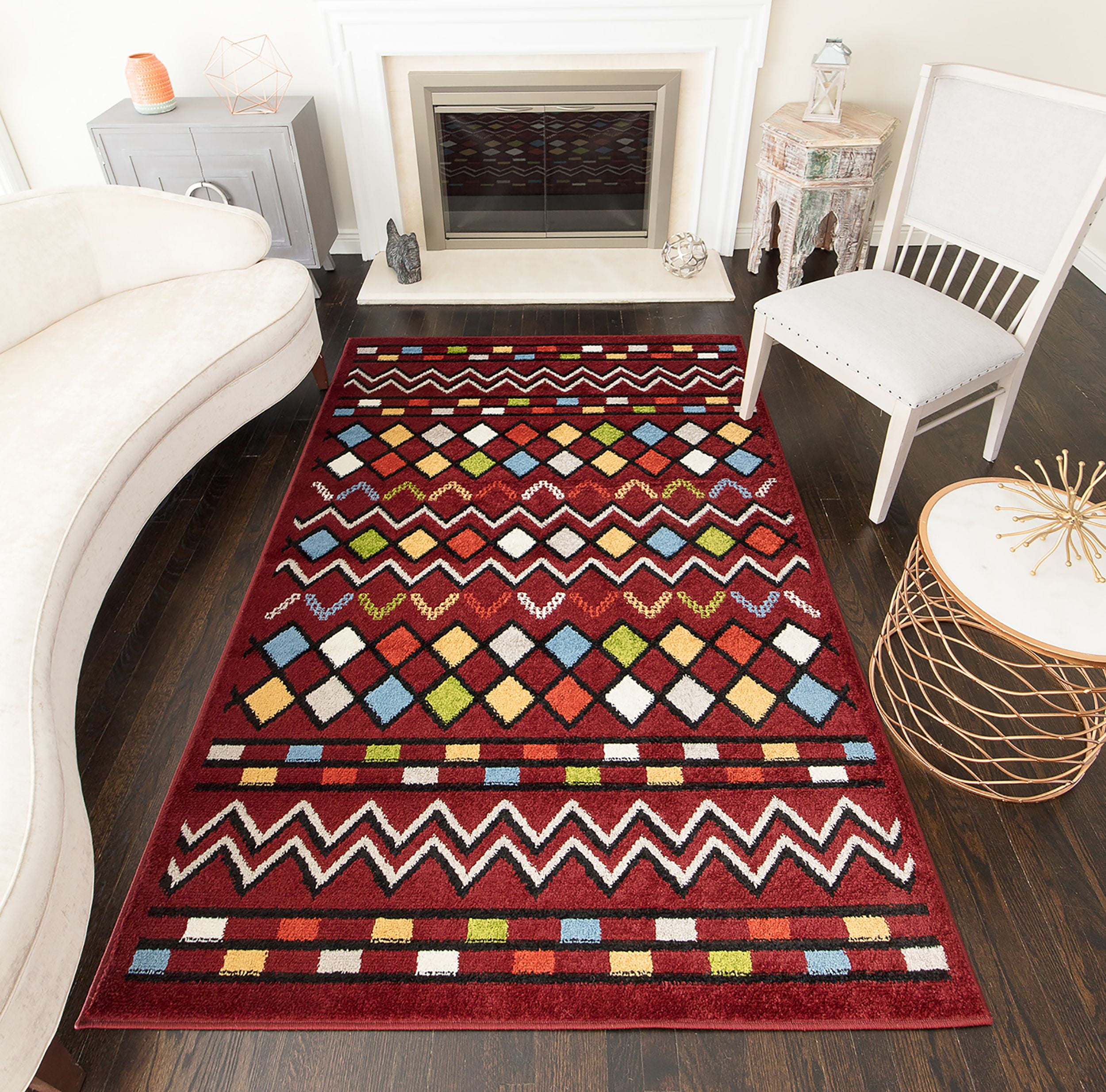 Rugs America Khloe Collection Diamonds Red KH10C Moroccan Tribal Area