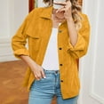 thumbnail image 6 of Njoeus Women Corduroy Button Up Collared Shirt Jacket Solid Color Casual Long Sleeve Blouses Tops S-XXL, 6 of 8