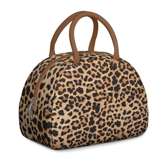 Cute Leopard Insulated Lunch Box for Women, Reusable Cooler with Romantic Animal Print, Ideal for Work, Picnic, and Outdoor Events