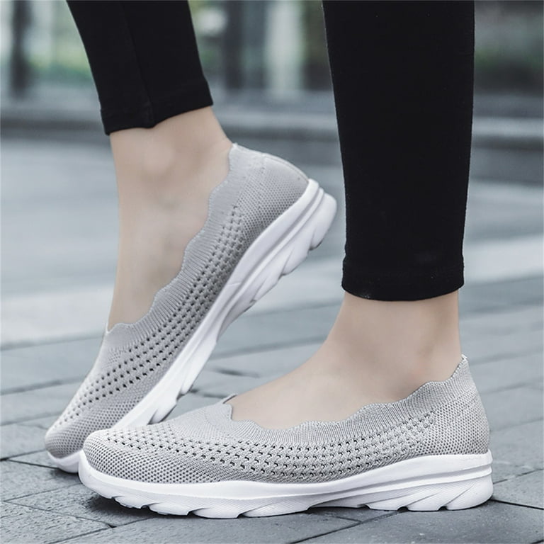 CAICJ98 Women Shoes Womens Running Shoes Slip On Walking Comfort Sneakers  Breathable Casual Loafers,Black 