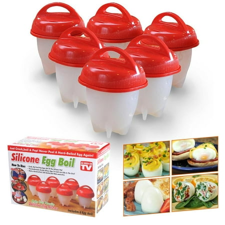 Egglettes Egg Cooker 6 Pack - Hard Boiled Eggs Without the Shell AS SEEN ON TV Egg (Best Way To Open A Hard Boiled Egg)