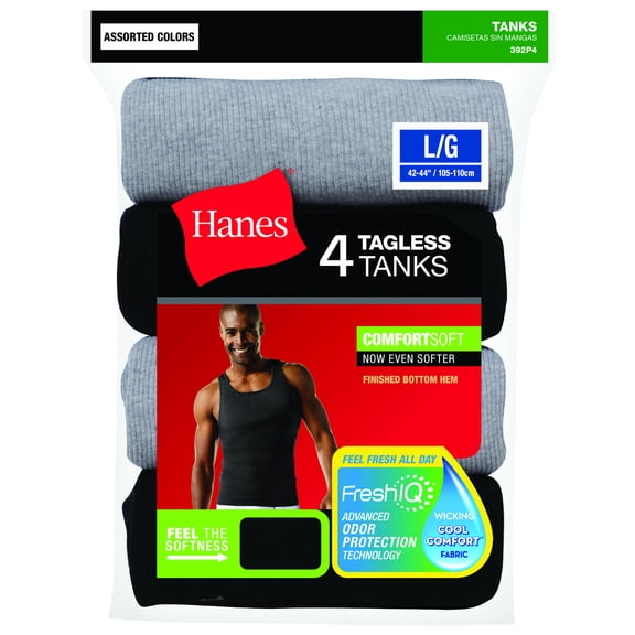 Hanes Men's ComfortSoft Tagless White Tanks, 3 Pack