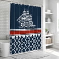 thumbnail image 5 of Navy Blue Coastal Shower Curtain Set - 48" x 72" Washable Bathtub Curtain with 12 Hooks, Nautical Ocean Sea Abstract Art Waterproof Fabric Stall Shower Curtains for Bathroom/Bathtub Décor, 5 of 6