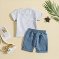thumbnail image 5 of TOWED22 Toddler Baby Boy Summer Clothes Set Casual Letter Short Sleeve Crewneck T Shirt and Drawstring Track Shorts Color Block Set(Grey,2-3 Y), 5 of 9