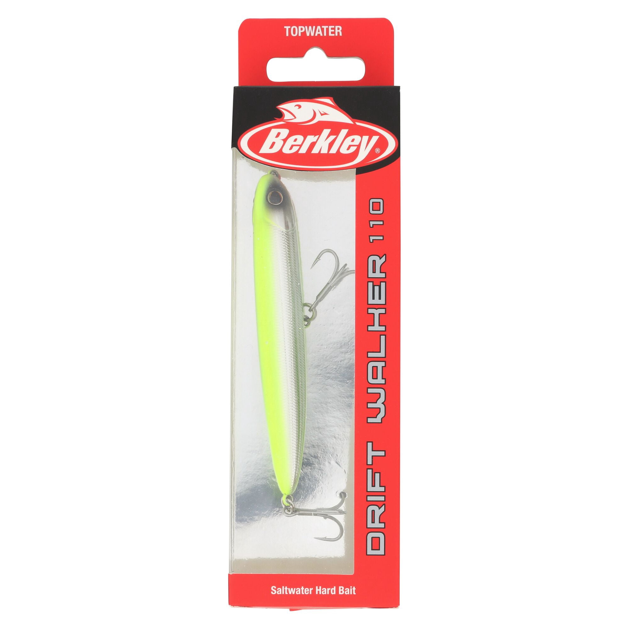 Berkley Drift Walker Saltwater, 4.3 in, Topwater Baits, Chrome/Chartreuse (1 Count)
