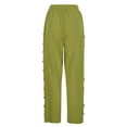 thumbnail image 5 of Fanxing High Waist Cotton Linen Capris Pants for Women Hollow Out 7/8 Pants Casual Summer Wide Leg Summer Cropped Trousers Green,M, 5 of 7