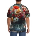 thumbnail image 3 of Rateoe Vibrant Bouquet Waterfall Pattern Men's Short Sleeve Classic Shirt, Casual Short-Sleeved Shirt, Lightweight Summer Shirt, Cuban Collar Shirt,Button-Front Shirt-3X-Large, 3 of 5