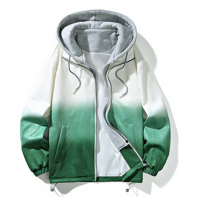 Men's Stitching Drawstring Hooded Slim Fashion Jacket Coat Outwear RXIRUCGD Vert, Taille: S