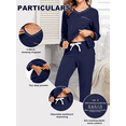 thumbnail image 3 of ANLIQI Women's Pajama Sets 100% cotton Long Sleeve Shirt and Pants Sleepwear Nightwear Soft Pjs Lounge Sets(Navy Blue, Large), 3 of 8