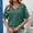 Green, variant on Women'S Summer Tops V-Neck Minimalist Blue Short Sleeve Lace Retro Vintage Solid Blouses & Tops Sky Blue,Xxl