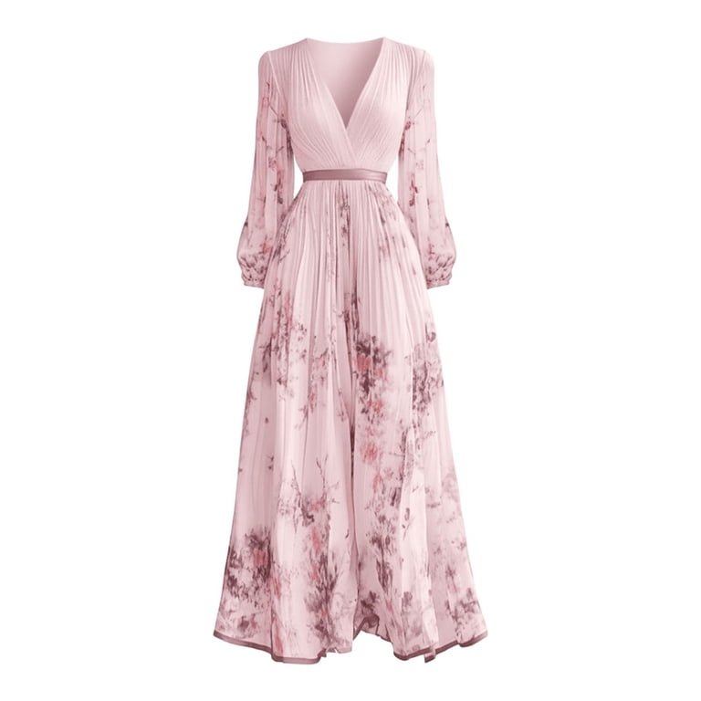 spring neck chiffon maxi dress Living Lush Floral Chiffon Cowl-Neck Maxi Dress Off White & Pink / S
