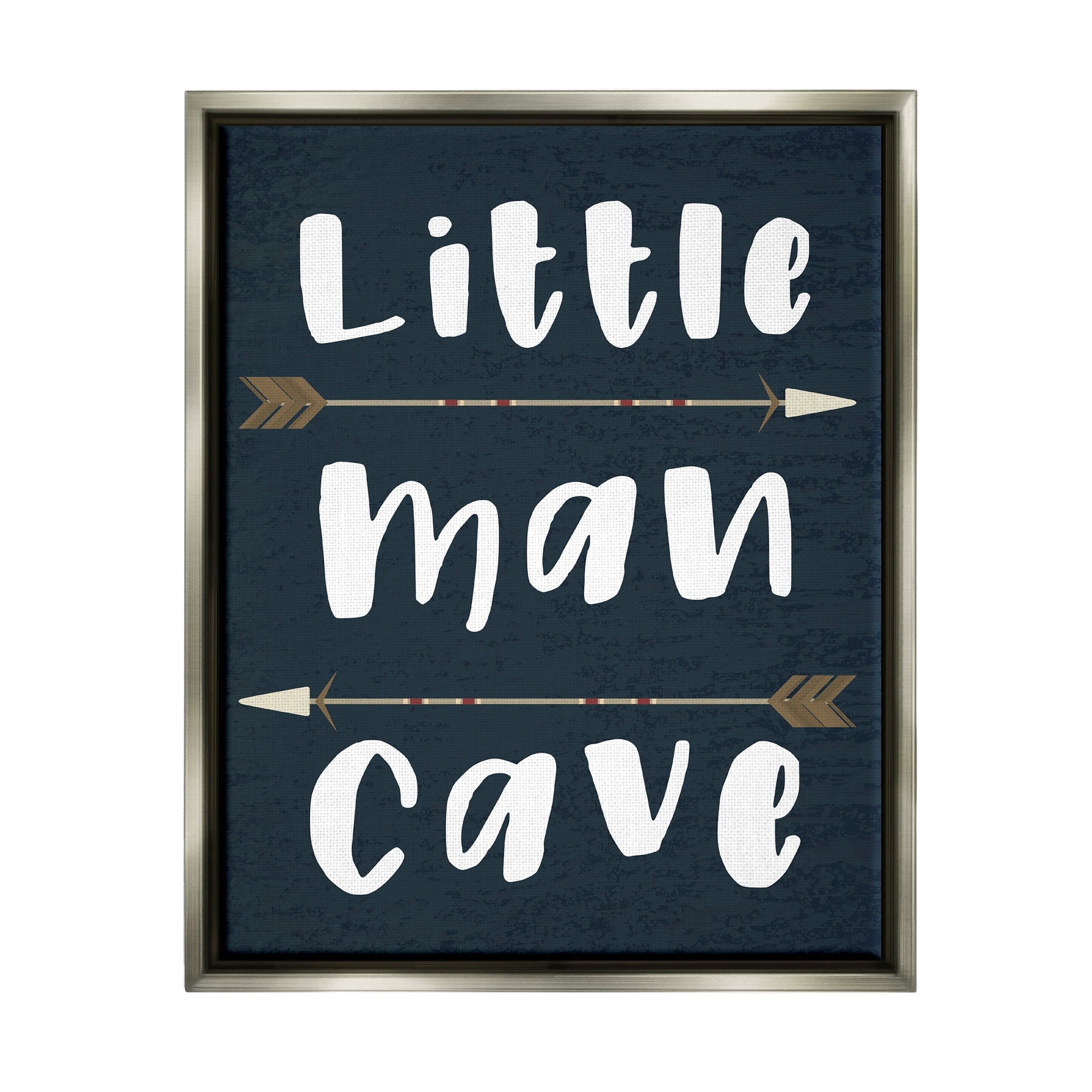 Stupell Industries Little Man Cave Arrows Luster Gray Framed Floating Canvas Wall Art, 16x20, by Daphne Polselli