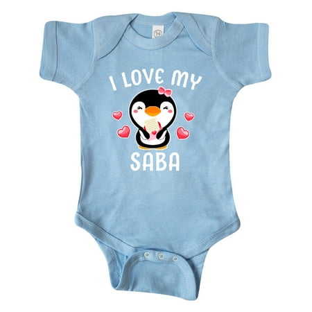 

Inktastic I Love My Saba with Cute Penguin and Hearts Gift Baby Girl Bodysuit
