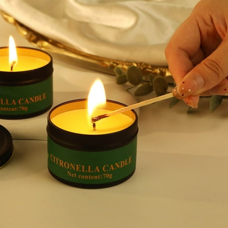 4PC Outdoor Candles Set, Jar Candle, Portable Citronella Candles Outdoor Bulks, Tin Can Aromatic Lemongrass Candles, Natural Wax Bucket Citronella Candles for Home Office Indoor Outdoor Use