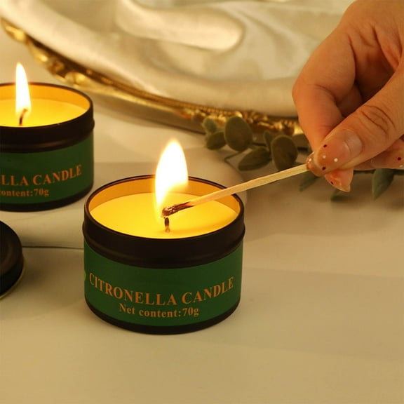 4PC Outdoor Candles Set, Jar Candle, Portable Citronella Candles Outdoor Bulks, Tin Can Aromatic Lemongrass Candles, Natural Wax Bucket Citronella Candles for Home Office Indoor Outdoor Use