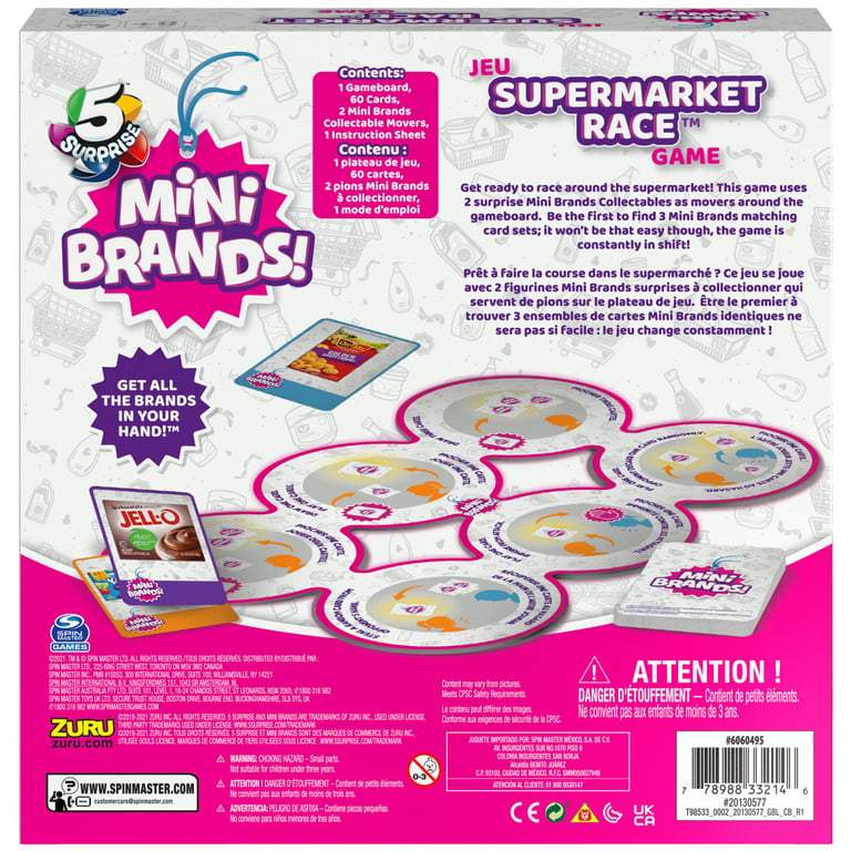 5 Surprise Mini Brands Supermarket Race Board Game by Spin Master, with 2  Collectible Movers for Kids 8 and up