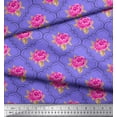 thumbnail image 2 of Soimoi Tissu en Viscose Chiffon Design Quatrefoil, Imprimé Feuilles & Roses au Mètre 42 Pouces de Large, 2 of 3