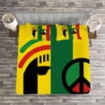 thumbnail image 3 of Ambesonne Rasta Quilted Bedspread Set 3 Pcs, Reggae Music Peace, King Size, Red Green Yellow, 3 of 3