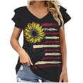 thumbnail image 1 of Camiseta de mujer Camisetas con cuello en V Volantes Camiseta de manga corta con estampado Tops Blusa Regalo para mujer Fridja hjk6577, 1 of 6