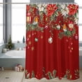 thumbnail image 2 of Red Christmas Bathroom Shower Curtain Xmas Poinsettia Balls Botanical Birds Waterproof Washable Shower Curtains for Bathtub Bath Decor with Grommets and Hook 54 X 78 Inch, 2 of 8