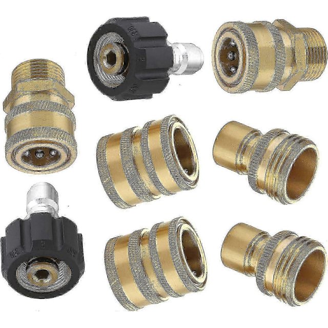 Pressure Washer Adapter Set, Quick Disconnect Kit, M22 Swivel to 3/8 Inch Quick Connect, 3/4 Inch to Quick Release, 8-Pack