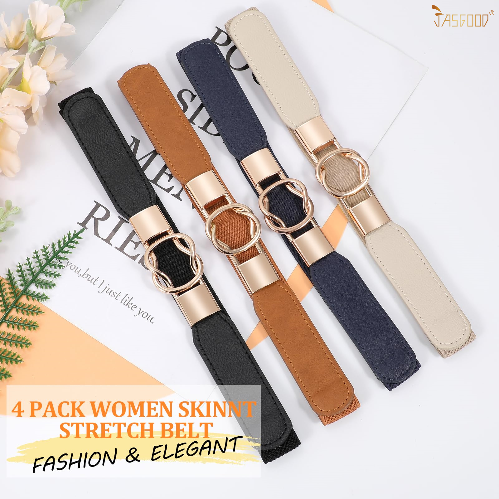 JASGOOD Women's Skinny Belt Set of 4 photo 8