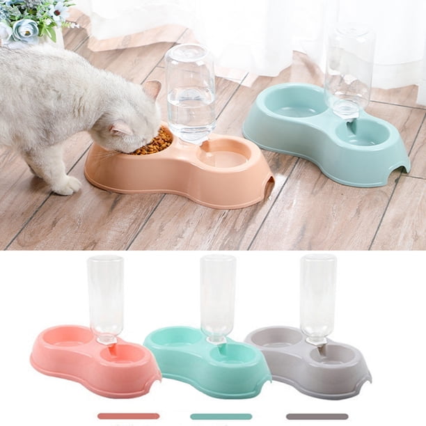 XWSHYW Suministros para Mascotas para Gatos Comedero de Agua Potable para Mascotas, Cuenco Doble para Mascotas, Alimentador de Agua Potable de 500Ml