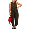 thumbnail image 3 of Gyexs Pants Sets Women 2 Piece Outfits Dressy Casual Striped/Plaid Sleeveless Tank Top and Wide Leg Barrel Loungewear Set Gingham Outfits Suits, 3 of 9