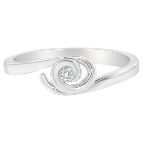 Minimalist Swirl Single Stone Promise Ring 1.5 Ct Round Diamond 14K White Gold Over