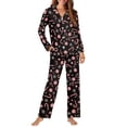 thumbnail image 4 of DISNIMO Candy Snowflake Printed Womens 2 Piece Pajama Sets Soft V Neck Lounge Set with Pockets Long Sleeve Sleepwear with Matching Pajama Pants Christmas Loungewear Nightwear, 4 of 7