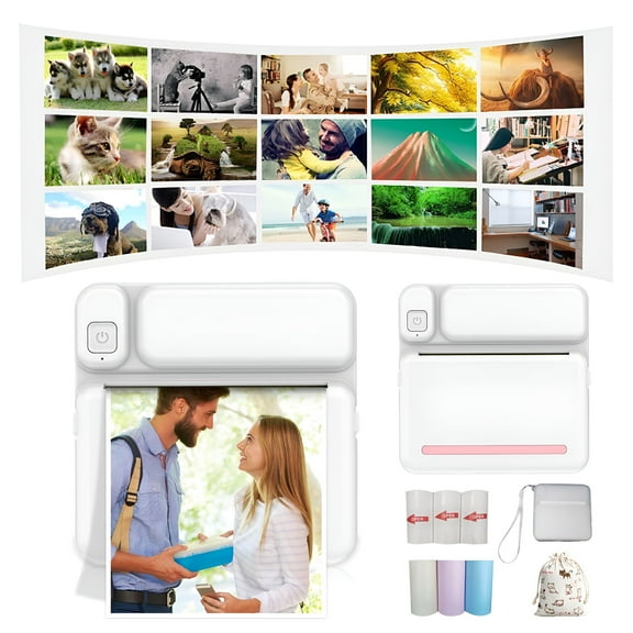 GJX Thermal Mini Printer Portable Inkless Sticker Maker Bluetooth Printer for Phone Wireless Label Printer Free Cut Small Pocket Printer for Notes Children DIY with iOS&Android