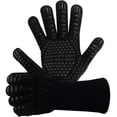 thumbnail image 1 of Guantes de silicona antideslizantes EN407 para barbacoa, horno, horno, guantes de cocina resistentes al calor, guantes para chimenea, guantes para chimenea, guantes para chimenea hasta 800 °C (negro) JFHHH pequeña, 1 of 4