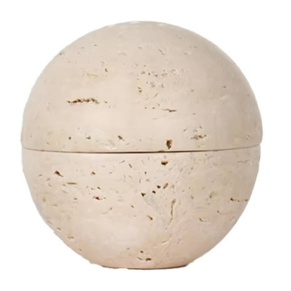 Beige Travertine Sphere Incense Burner Natural Marble Stone Home Decoration, ReligXL16200