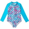 thumbnail image 4 of Esaierr Kids Toddler Girls Rash Guard Swimsuit Onesies UPF 50+ Sun Protection Swimwear Long Sleeve Zipper Front Bathing Suit for 4-12T, 4 of 7