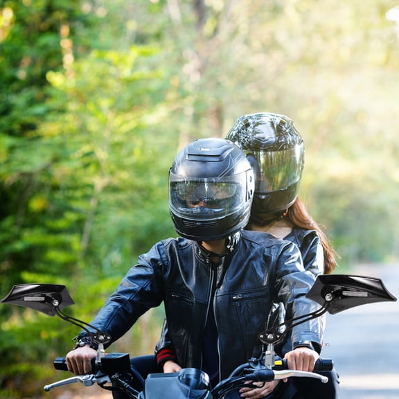 WRITWAA 2Pcs Motorcycle Reversing Mirror Black Handlebar Mount with Edgy Unique Structure