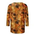 thumbnail image 5 of Juslio Womens Blouse 3/4 Sleeve Shirts Floral Print Tops Crew Neck Casual Blouses Multicolor XXXL, 5 of 5