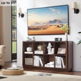 thumbnail image 6 of Joaxswe 52" Wood Horizontal 8-Cube Bookshelf, Farmhouse Long Bookcase, Low Wide Shelf for Under Window, Walnut, Office, Bedroom, Living Room, 6 of 8