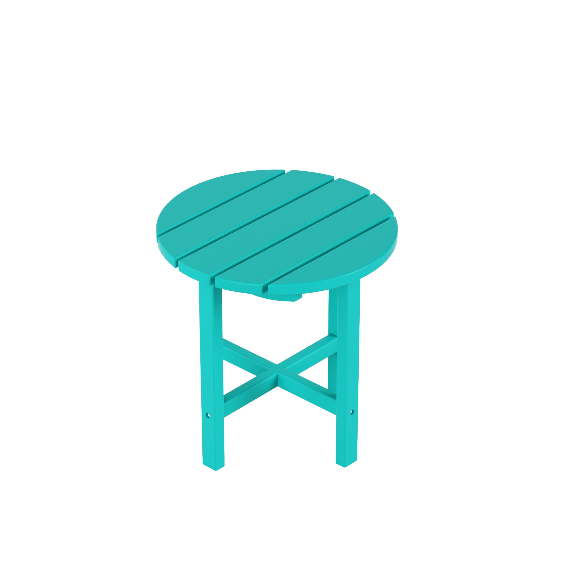 Garden 3-Piece Set Classic Plastic Adirondack Porch Rocking Chair with Round Side Table Included, Turquoise