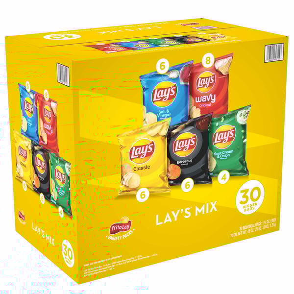 Frito-Lay Lay’s Mix, Variety Pack, 1.5 oz, 30-count