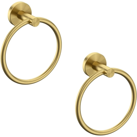 Fil-fresh 2-Pack Towel Ring Style A - Brushed Gold for Bathroom Wall Mounted