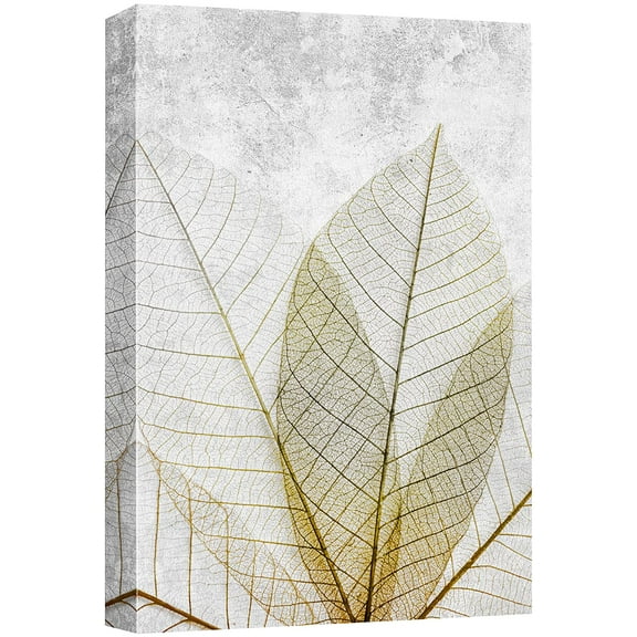 wall26 Canvas Print Wall Art Gold Transparent Detail Forest Leaf Collage Nature Wilderness Illustrations Modern Art Bohemian Scenic Relax/Calm Multicolor for Living Room, Bedroom, Office - 16"x2