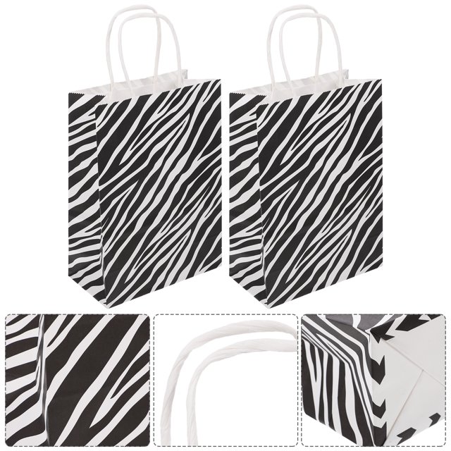 10Pcs Paper Gift Bags with Handle Gift Packing Tote Zebra Pattern Paper Bags Novelty Party Tote Bags