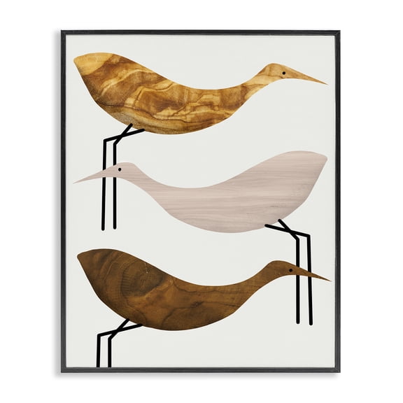 Stupell Industries Mid-Century Tree Pattern Storks Minimal Birds Black Framed Giclee Art, 11 x 14, by Lil' Rue