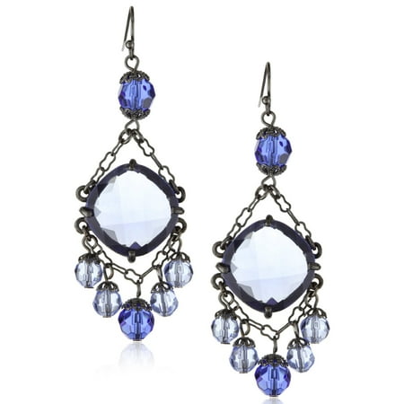 1928 Jewelry Antiquities Couture Blue Moonlit Sky Chandelier Dangle Earrings