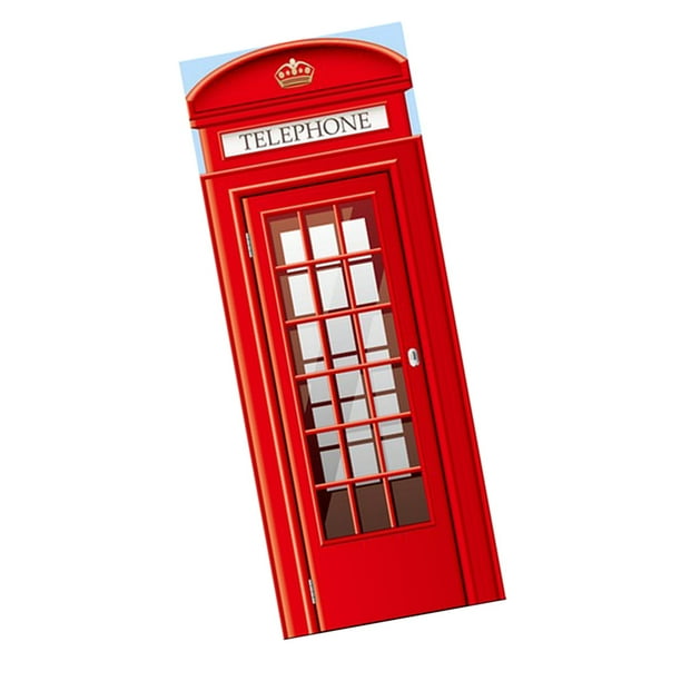 2 pegatinas 3D autoadhesivas para puerta de nevera, imagen extraíble para el hogar Cabina de teléfono