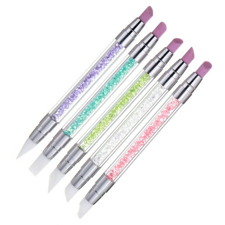 5 Styles Dual End Nail Art Silicone Modeling Sculpture Emboss Carving Brush Pen Quartz Scrub Dead Skin Remove (Best Way To Remove Dead Skin From Hands)