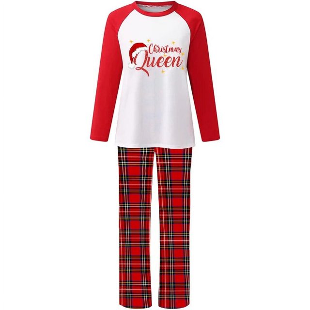 Pijama a juego de Navidad para mujer, conjunto de pijamas blancos para mujer, reina de Navidad