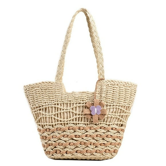 LNGOOR Brand Letter Straw Handbag for Women Hollow Paper Woven Big Tote Summer Beach Bag Ladies Fashion Shoulder Bag Shopper purse 2024