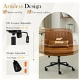 thumbnail image 6 of BNHHYYDS Cross Leg Office Chair with Wheels, Brown PU Leather - Swivel Desk Task Chair with Thick Cushion & Pillow - Armless Computer Chair for Home, Vanity, & Office, 6 of 7